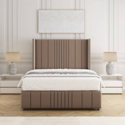 Bsspoke Elise Divan Bed Set Mink Plush Velvet  With 54Inch Headboard & Footboard 2 Drawers Footend & Mattress In All Sizes - thumbnail 2