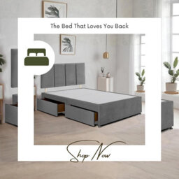 Grey Plush Fabric 3Ft Single Bed Frame With 20 Inch Vertical Line Headboard And 2 Drawers - thumbnail 4