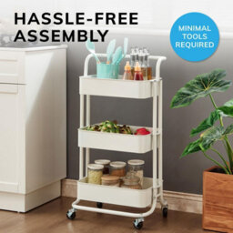 House Of Home 3 Tier Storage Cart Trolley On Wheels Home Kitchen Office Bath-Bedroom Organiser White - thumbnail 5