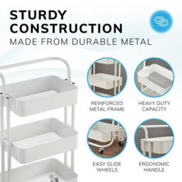 House Of Home 3 Tier Storage Cart Trolley On Wheels Home Kitchen Office Bath-Bedroom Organiser White - thumbnail 4