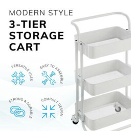 House Of Home 3 Tier Storage Cart Trolley On Wheels Home Kitchen Office Bath-Bedroom Organiser White - thumbnail 7