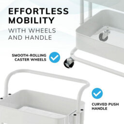 House Of Home 3 Tier Storage Cart Trolley On Wheels Home Kitchen Office Bath-Bedroom Organiser White - thumbnail 6
