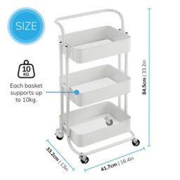 House Of Home 3 Tier Storage Cart Trolley On Wheels Home Kitchen Office Bath-Bedroom Organiser White - thumbnail 2