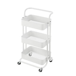 House Of Home 3 Tier Storage Cart Trolley On Wheels Home Kitchen Office Bath-Bedroom Organiser White - thumbnail 9