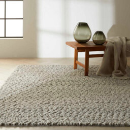 Grey Ivory Wool Handmade Luxurious Modern Rug Easy To Clean Living Room And Bedroom-61Cm X 91Cm - thumbnail 1