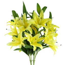 Pegdev - Pdl - Pack Of 6 Artificial Lily Stems 100Cm With 18 Yellow Silk Flowers For Home Or Wedding - thumbnail 1
