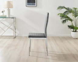 Furniturebox Uk Leonardo Glass And Chrome Metal Dining Table And 6 Grey Velvet Milan Chairs - thumbnail 6