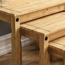 Nest Of 3 Tables Solid Waxed Pine Side End Tables Living Room - thumbnail 5