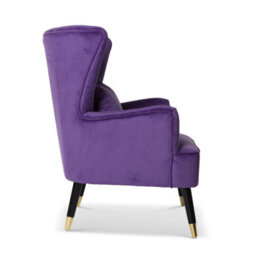 Velvet Purple Camila Accent Wingback Chair With Footstool - thumbnail 7