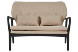 Orsina 2 Seat Beige Sofa With Black Wood Frame, Comfy Padded Fabric Seat, Easy To Clean Large Sofa - thumbnail 9