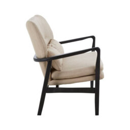 Orsina 2 Seat Beige Sofa With Black Wood Frame, Comfy Padded Fabric Seat, Easy To Clean Large Sofa - thumbnail 3