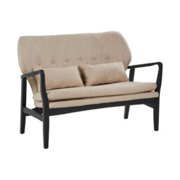 Orsina 2 Seat Beige Sofa With Black Wood Frame, Comfy Padded Fabric Seat, Easy To Clean Large Sofa - thumbnail 2