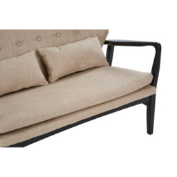 Orsina 2 Seat Beige Sofa With Black Wood Frame, Comfy Padded Fabric Seat, Easy To Clean Large Sofa - thumbnail 7