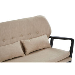 Orsina 2 Seat Beige Sofa With Black Wood Frame, Comfy Padded Fabric Seat, Easy To Clean Large Sofa - thumbnail 6