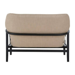 Orsina 2 Seat Beige Sofa With Black Wood Frame, Comfy Padded Fabric Seat, Easy To Clean Large Sofa - thumbnail 4