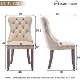 Abrihome Modern Set Of 6 Upholstered Velvet Dining Chairs, Button Tufted Kitchen Lounge Chairs With Solid Wood Legs, For Dining Room, Beige - thumbnail 2