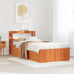 Berkfield Bed Frame With Headboard Wax Brown 75X190 Cm Small Single Solid Wood Pine - thumbnail 3
