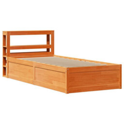 Berkfield Bed Frame With Headboard Wax Brown 75X190 Cm Small Single Solid Wood Pine - thumbnail 2