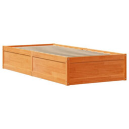 Berkfield Bed Frame With Headboard Wax Brown 75X190 Cm Small Single Solid Wood Pine - thumbnail 5