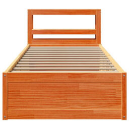 Berkfield Bed Frame With Headboard Wax Brown 75X190 Cm Small Single Solid Wood Pine - thumbnail 4