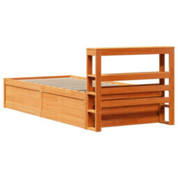 Berkfield Bed Frame With Headboard Wax Brown 75X190 Cm Small Single Solid Wood Pine - thumbnail 8