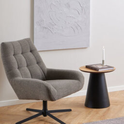 Furniture To Go Soli Round Coffee Table In Oak/black 45X48Cm - thumbnail 3