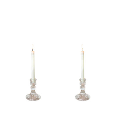 Woodside Home Living Vintage Style Glass Dinner Candle Holder Set Of 2 - image 1