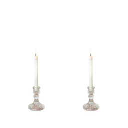 Woodside Home Living Vintage Style Glass Dinner Candle Holder Set Of 2 - thumbnail 1