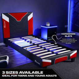 X Rocker X-Rocker Cerberus Gaming Bed, 4Ft Small Double Upholstered Bedstead Frame, Red Black White With 120X190Cm Mattress Included - thumbnail 6