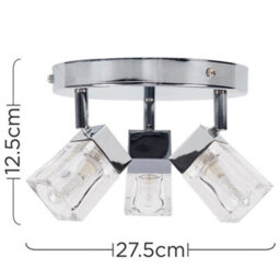 Valuelights Ritz Ice Cube Chrome Ip44 Bathroom 3 Way Flush Ceiling Light With Led Bulbs - thumbnail 7