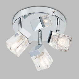 Valuelights Ritz Ice Cube Chrome Ip44 Bathroom 3 Way Flush Ceiling Light With Led Bulbs - thumbnail 2