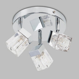 Valuelights Ritz Ice Cube Chrome Ip44 Bathroom 3 Way Flush Ceiling Light With Led Bulbs - thumbnail 5