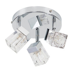 Valuelights Ritz Ice Cube Chrome Ip44 Bathroom 3 Way Flush Ceiling Light With Led Bulbs