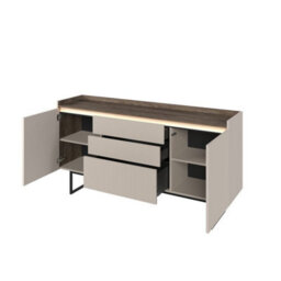 Arte Elegant Sand Beige & Oak Lago 3 Sideboard Cabinet W1660mm H860mm D400mm - Ample Storage, Modern Design - thumbnail 3