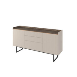 Arte Elegant Sand Beige & Oak Lago 3 Sideboard Cabinet W1660mm H860mm D400mm - Ample Storage, Modern Design - thumbnail 4