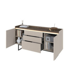 Arte Elegant Sand Beige & Oak Lago 3 Sideboard Cabinet W1660mm H860mm D400mm - Ample Storage, Modern Design - thumbnail 5