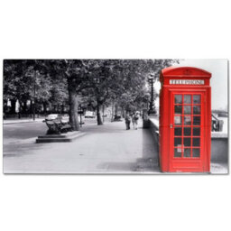Berkfield Modern Coffee Table With Telephone Booth Printing Glass Top - thumbnail 1
