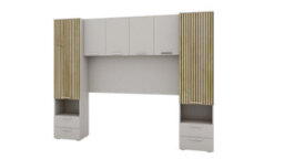 Amos Mann Furniture Milano Cashmere Taupe And Slatted Oak Effect Overbed Storage Unit With Wardrobes - thumbnail 6