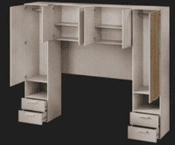 Amos Mann Furniture Milano Cashmere Taupe And Slatted Oak Effect Overbed Storage Unit With Wardrobes - thumbnail 3