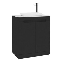 Royal Bathrooms Venice 700mm Matt Nocturne Black Freestanding Bathroom Countertop Vanity Unit 2 Door With Qubix Basin - thumbnail 7