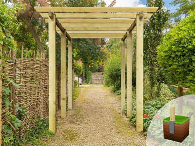 Edecks Heavy Duty Royal Walkway Wooden Garden Pergola (W 2400mm X D 4800mm) With Bolt Down Anchors (2.7M) - image 1
