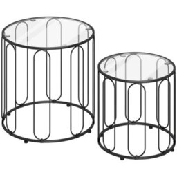 Wyld Haus Roro Metal Black Set Of 2 Elliptical Cut-Out Nesting Tables - Matt Black. - thumbnail 2