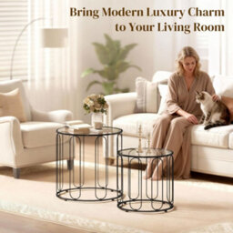 Wyld Haus Roro Metal Black Set Of 2 Elliptical Cut-Out Nesting Tables - Matt Black. - thumbnail 5