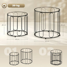 Wyld Haus Roro Metal Black Set Of 2 Elliptical Cut-Out Nesting Tables - Matt Black. - thumbnail 3