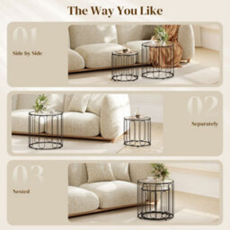 Wyld Haus Roro Metal Black Set Of 2 Elliptical Cut-Out Nesting Tables - Matt Black. - thumbnail 4