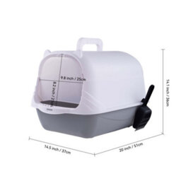 Thehotsale Grey Large Enclosed Cat Litter Box Litter Tray With Disinfection Light Scoop - thumbnail 8
