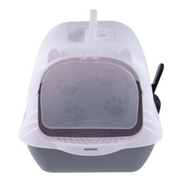 Thehotsale Grey Large Enclosed Cat Litter Box Litter Tray With Disinfection Light Scoop - thumbnail 3