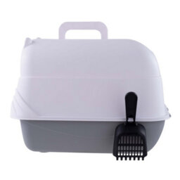 Thehotsale Grey Large Enclosed Cat Litter Box Litter Tray With Disinfection Light Scoop - thumbnail 4
