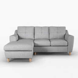 Furnishings For Less UK Baxter Fabric L Shaped 3 Seater Corner Sofa With Chaise Silver Left Hand Facing - thumbnail 4