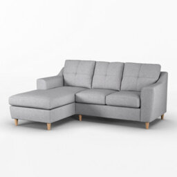 Furnishings For Less UK Baxter Fabric L Shaped 3 Seater Corner Sofa With Chaise Silver Left Hand Facing - thumbnail 1